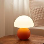 Mushroom Lamp Table Lamp for Bedroom,Desk Bedside Small Lamps for Living Room Night Stands,Mushroom Decor Cute Mini Modern Mid Century Lamps,Unique Aesthetic Home Living Room Decor(Orange)