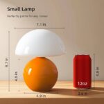 Mushroom Lamp Table Lamp for Bedroom,Desk Bedside Small Lamps for Living Room Night Stands,Mushroom Decor Cute Mini Modern Mid Century Lamps,Unique Aesthetic Home Living Room Decor(Orange)