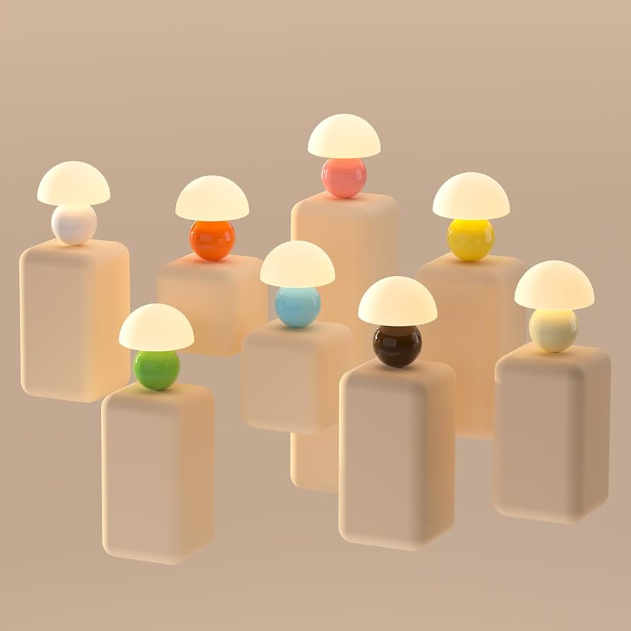 Mushroom Lamp Table Lamp for Bedroom,Desk Bedside Small Lamps for Living Room Night Stands,Mushroom Decor Cute Mini Modern Mid Century Lamps,Unique Aesthetic Home Living Room Decor(Orange)