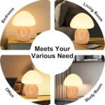 Mushroom Lamp with Touch Control Switch, Small Wooden Table Lamp with Glass Shade, 3 Way Dimmable Nightstand Lamp for Bedroom, G9 LED Bulb Included (Nature Wood&Opal White Glass Shade)