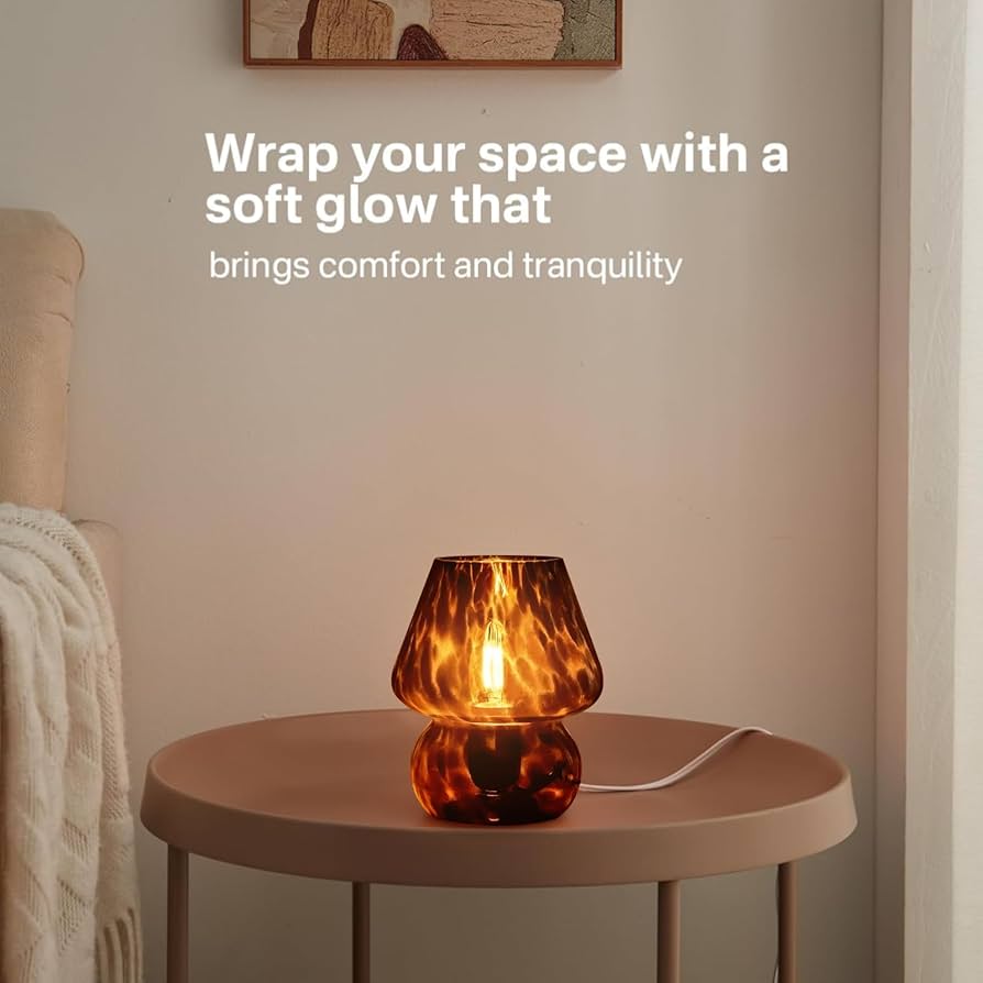 Mushroom Lamp Small Lamp Table Lamp for Bedroom, Desk Bedside Lamps for Living Room,Mushroom Decor Cute Mini Modern Mid Century Lamps for Night Stands,Aesthetic Home Living Room Decor(Black)