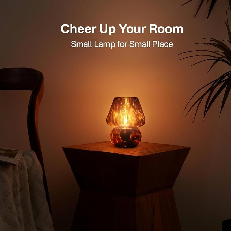 Mushroom Lamp Small Lamp Table Lamp for Bedroom, Desk Bedside Lamps for Living Room,Mushroom Decor Cute Mini Modern Mid Century Lamps for Night Stands,Aesthetic Home Living Room Decor(Black)