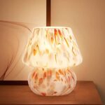 Mushroom Lamp Table Lamp for Bedroom,Small Desk Bedside Lamps for Living Room,Mushroom Decor Cute Mini Modern Mid Century Lamps for Night Stands,Aesthetic Home Living Room Decor(Flame Cream)
