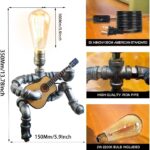 Steampunk Industrial Guitar Lamp – Unique Table Lamp/Desk Lamp with Edison Bulb, Vintage Decorative Lamp for Men, Guitar Lovers & Musicians, Creative Unusual Music-Themed Gift