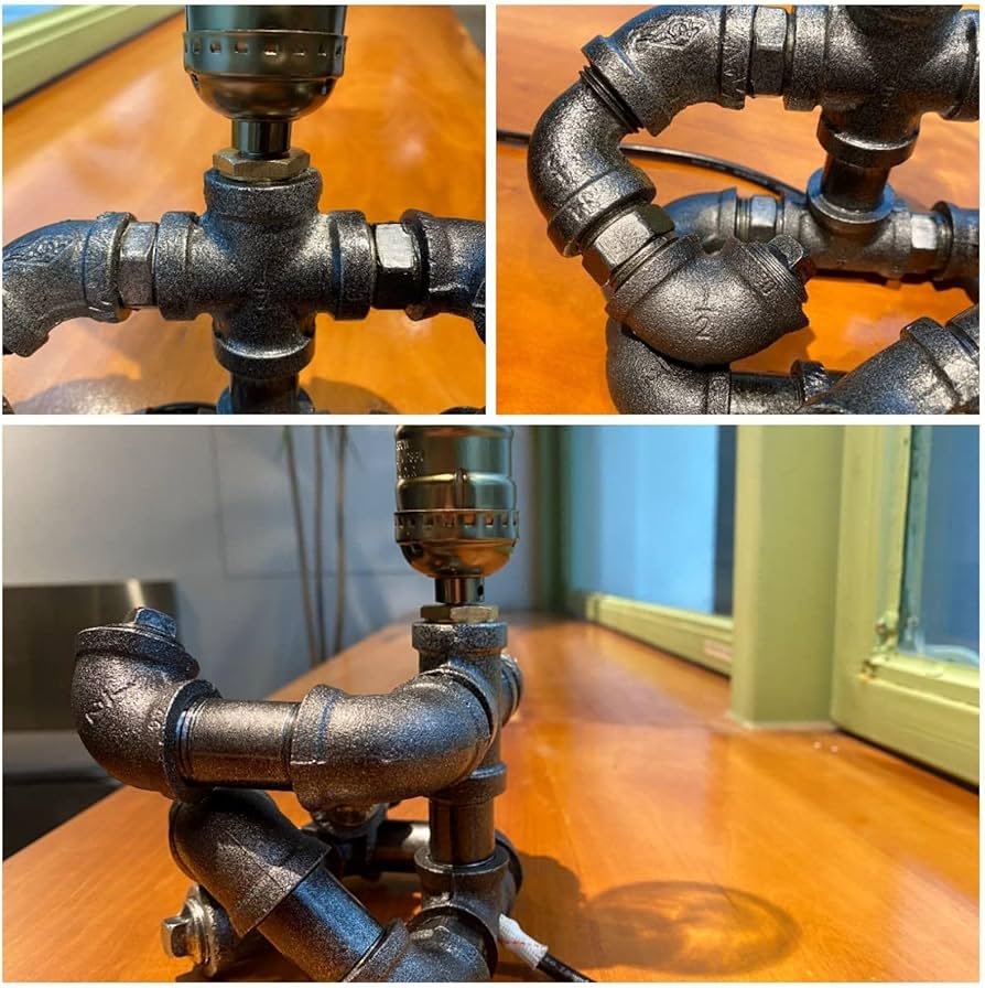 Steampunk Industrial Guitar Lamp – Unique Table Lamp/Desk Lamp with Edison Bulb, Vintage Decorative Lamp for Men, Guitar Lovers & Musicians, Creative Unusual Music-Themed Gift