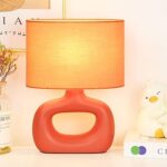 Lampwell LACIO Orange Small Table Lamp for Living Room as Bedside Table Lamp for Bedroom,Modern Ceramic Kids Night Table Lamp,8.66×4.53×H11.81IN,Bulb Excluded