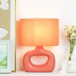 Lampwell LACIO Orange Small Table Lamp for Living Room as Bedside Table Lamp for Bedroom,Modern Ceramic Kids Night Table Lamp,8.66×4.53×H11.81IN,Bulb Excluded