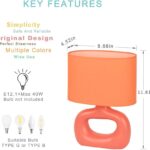 Lampwell LACIO Orange Small Table Lamp for Living Room as Bedside Table Lamp for Bedroom,Modern Ceramic Kids Night Table Lamp,8.66×4.53×H11.81IN,Bulb Excluded