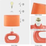 Lampwell LACIO Orange Small Table Lamp for Living Room as Bedside Table Lamp for Bedroom,Modern Ceramic Kids Night Table Lamp,8.66×4.53×H11.81IN,Bulb Excluded