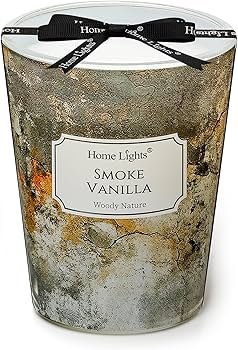 HomeLights Large jar Candle | 1-Wick Long-Lasting Scented Candles, 6.7oz Natural Soy Wax Candle for Home Scented, Industrial Chic Gifts for Women & Men, Smoke Vanilla