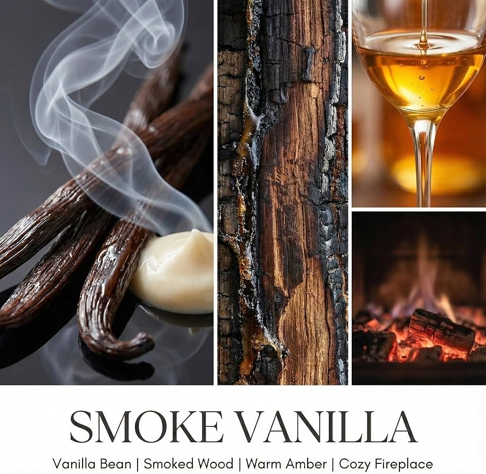 HomeLights Large jar Candle | 1-Wick Long-Lasting Scented Candles, 6.7oz Natural Soy Wax Candle for Home Scented, Industrial Chic Gifts for Women & Men, Smoke Vanilla