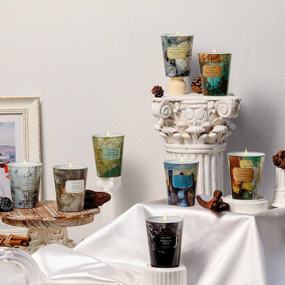 HomeLights Large jar Candle | 1-Wick Long-Lasting Scented Candles, 6.7oz Natural Soy Wax Candle for Home Scented, Industrial Chic Gifts for Women & Men, Smoke Vanilla