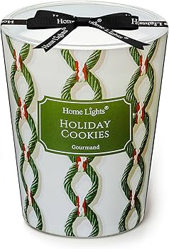 HomeLights 1-Wick Candles for Home Scented – 6.7oz Soy Wax Blend Candle Long-Lasting Fragrance, Rustic Modern Home Decor and Housewarming Gifts, Holiday Cookies