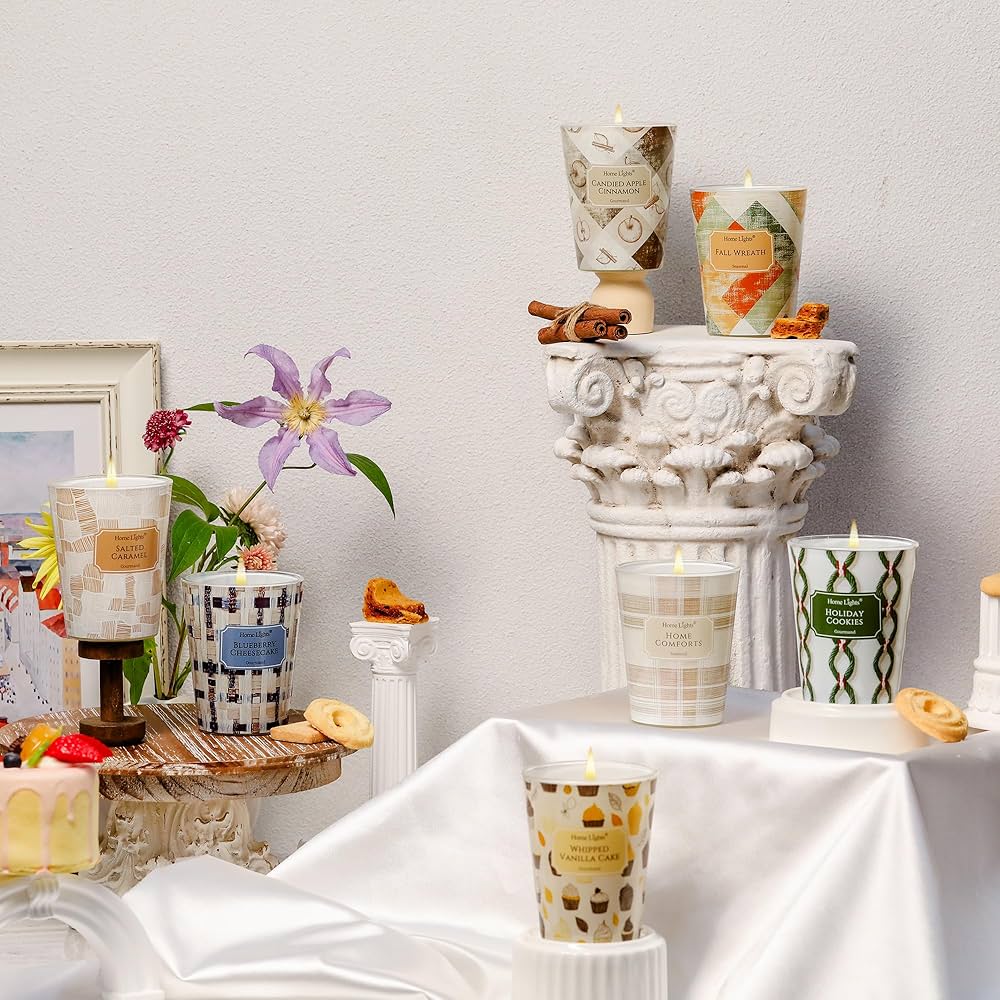 HomeLights 1-Wick Candles for Home Scented – 6.7oz Soy Wax Blend Candle Long-Lasting Fragrance, Rustic Modern Home Decor and Housewarming Gifts, Holiday Cookies