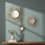 AIM & GGKK Gold Metal Wall Decor, Set of 3 Modern Metal Wall Art for Living Room, Minimalist Contemporary Gold Decor for Bedroom, Boho Accent Home Decoration