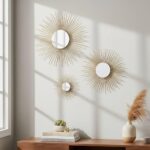 AIM & GGKK Gold Metal Wall Decor, Set of 3 Modern Metal Wall Art for Living Room, Minimalist Contemporary Gold Decor for Bedroom, Boho Accent Home Decoration