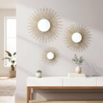AIM & GGKK Gold Metal Wall Decor, Set of 3 Modern Metal Wall Art for Living Room, Minimalist Contemporary Gold Decor for Bedroom, Boho Accent Home Decoration