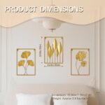 Metal Wall Art 3D Minimalist Tree Leaf Wall Sculpture Decor, Gold Framed Wall Art for Living Room Bedroom Dining Room Office – Housewarming Gifts (Gold, 3 Pack)