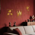 Metal Wall Art 3D Minimalist Tree Leaf Wall Sculpture Decor, Gold Framed Wall Art for Living Room Bedroom Dining Room Office – Housewarming Gifts (Gold, 3 Pack)