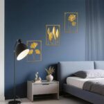 Metal Wall Art 3D Minimalist Tree Leaf Wall Sculpture Decor, Gold Framed Wall Art for Living Room Bedroom Dining Room Office – Housewarming Gifts (Gold, 3 Pack)