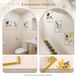 Metal Wall Art 3D Minimalist Tree Leaf Wall Sculpture Decor, Gold Framed Wall Art for Living Room Bedroom Dining Room Office – Housewarming Gifts (Gold Gray, 3 Pack)