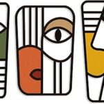 Pinetree Art Abstract Face Metal Wall Art Picasso Cubism-Inspired Wall Decor Modern Minimalism Line Mask Wall Sculpture for Home Office Living Room (Face C)