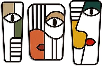 Pinetree Art Abstract Face Metal Wall Art Picasso Cubism-Inspired Wall Decor Modern Minimalism Line Mask Wall Sculpture for Home Office Living Room (Face C)