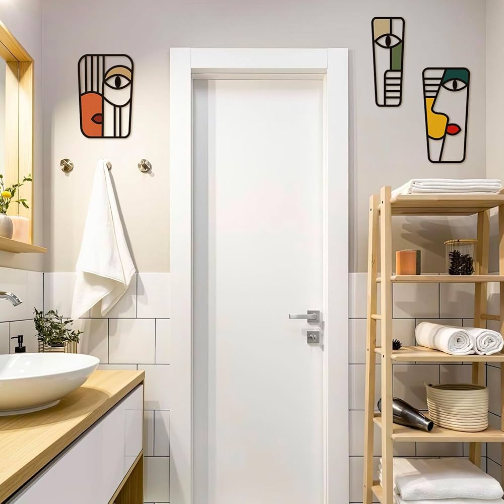 Pinetree Art Abstract Face Metal Wall Art Picasso Cubism-Inspired Wall Decor Modern Minimalism Line Mask Wall Sculpture for Home Office Living Room (Face C)