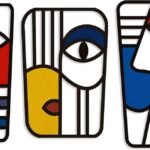 Pinetree Art Abstract Face Metal Wall Art Picasso Cubism-Inspired Wall Decor Modern Minimalism Line Mask Wall Sculpture for Home Office Living Room (Face B)