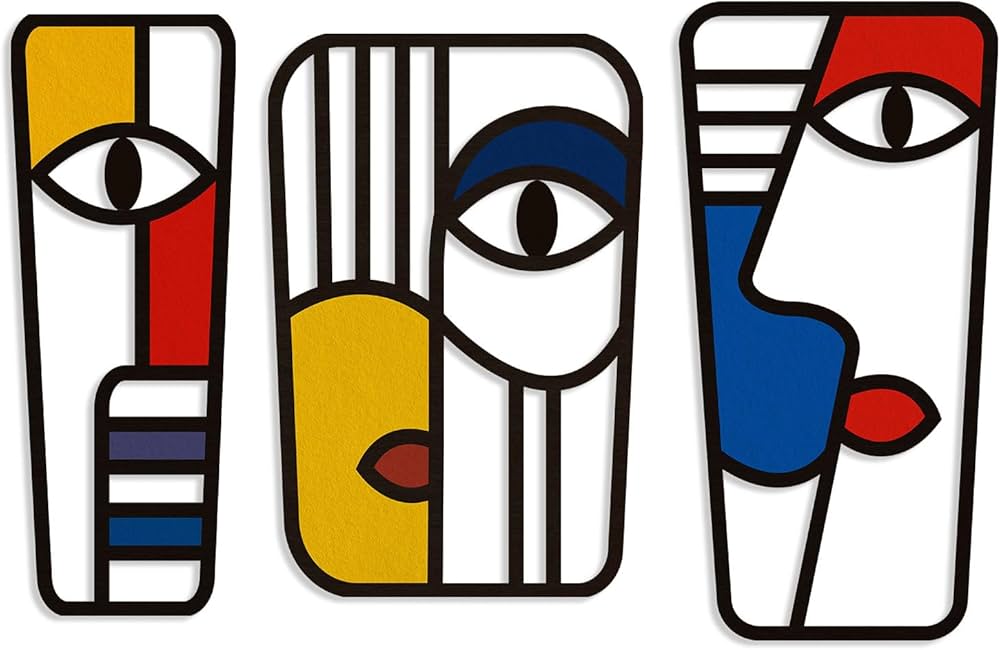 Pinetree Art Abstract Face Metal Wall Art Picasso Cubism-Inspired Wall Decor Modern Minimalism Line Mask Wall Sculpture for Home Office Living Room (Face B)