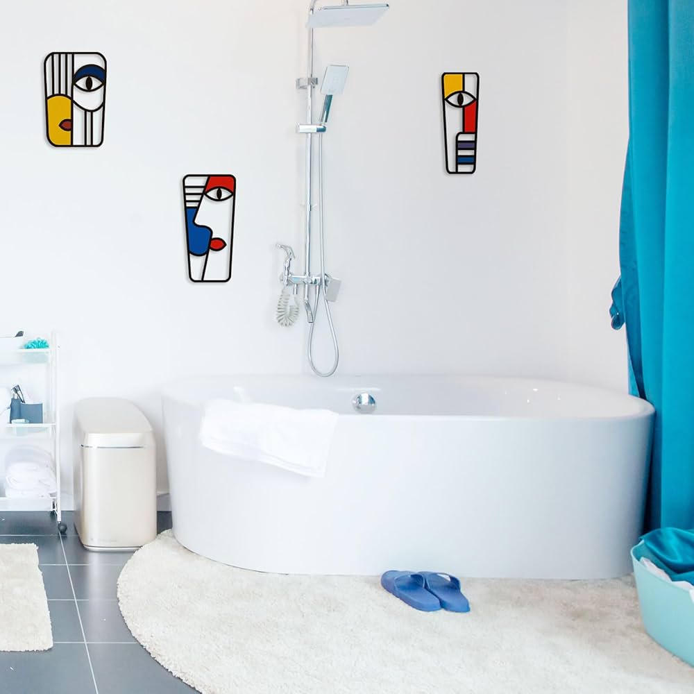 Pinetree Art Abstract Face Metal Wall Art Picasso Cubism-Inspired Wall Decor Modern Minimalism Line Mask Wall Sculpture for Home Office Living Room (Face B)