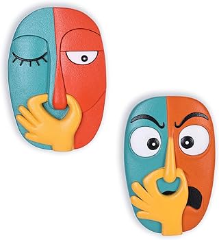 Funny Masks Wall Decor Sculptures – 2 Piece Humorous Bad Smell Theme Bathroom Wall Hanging Statues,for Modern Home Decor,Bathroom,Living Room,Bedroom Abstract Resin Wall Art & Housewarming Gifts