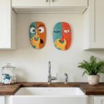 Funny Masks Wall Decor Sculptures – 2 Piece Humorous Bad Smell Theme Bathroom Wall Hanging Statues,for Modern Home Decor,Bathroom,Living Room,Bedroom Abstract Resin Wall Art & Housewarming Gifts