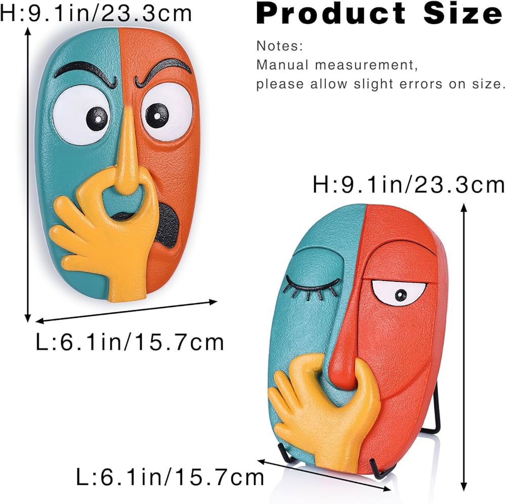 Funny Masks Wall Decor Sculptures – 2 Piece Humorous Bad Smell Theme Bathroom Wall Hanging Statues,for Modern Home Decor,Bathroom,Living Room,Bedroom Abstract Resin Wall Art & Housewarming Gifts