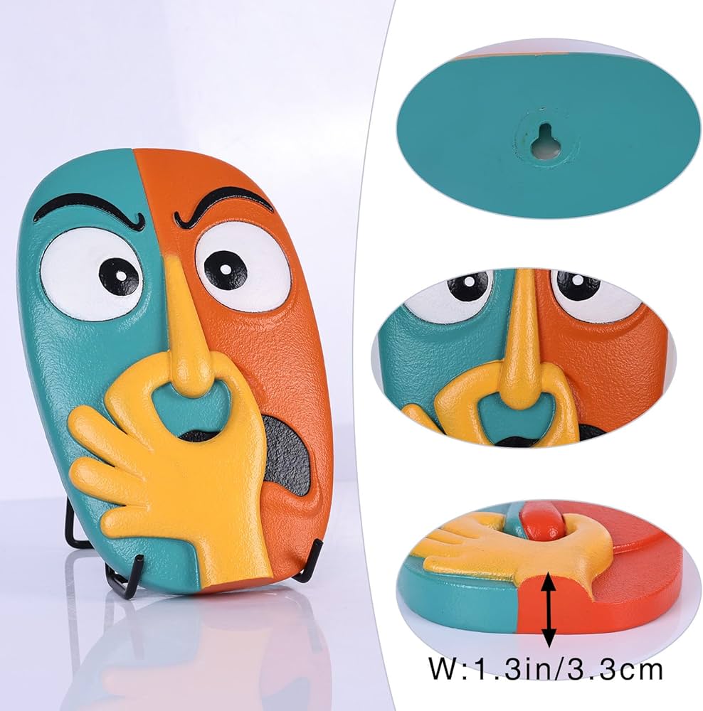 Funny Masks Wall Decor Sculptures – 2 Piece Humorous Bad Smell Theme Bathroom Wall Hanging Statues,for Modern Home Decor,Bathroom,Living Room,Bedroom Abstract Resin Wall Art & Housewarming Gifts