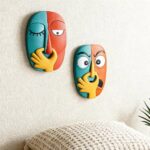 Funny Masks Wall Decor Sculptures – 2 Piece Humorous Bad Smell Theme Bathroom Wall Hanging Statues,for Modern Home Decor,Bathroom,Living Room,Bedroom Abstract Resin Wall Art & Housewarming Gifts