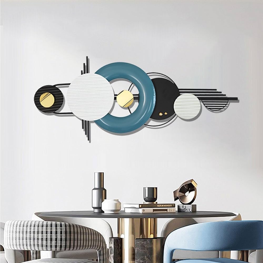 Modern Metal Wall Decor,Geometric Circle Contemporary Home Decor, Large 42x 16 Inches Metal Wall Sculpture,Handmade Wall Hanging Wall Decor for Living Room/Dinning Room/Bedroom/Entryway/Hallways