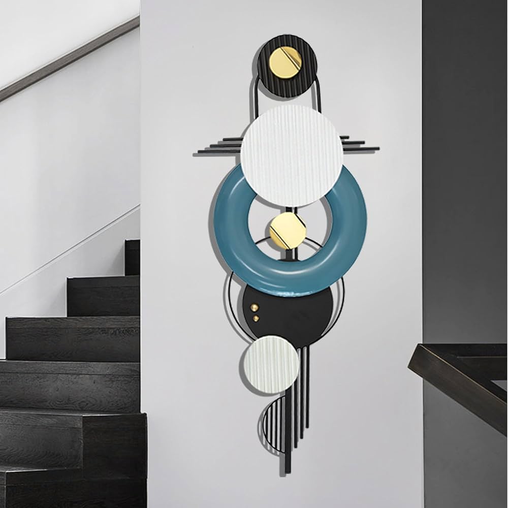 Modern Metal Wall Decor,Geometric Circle Contemporary Home Decor, Large 42x 16 Inches Metal Wall Sculpture,Handmade Wall Hanging Wall Decor for Living Room/Dinning Room/Bedroom/Entryway/Hallways