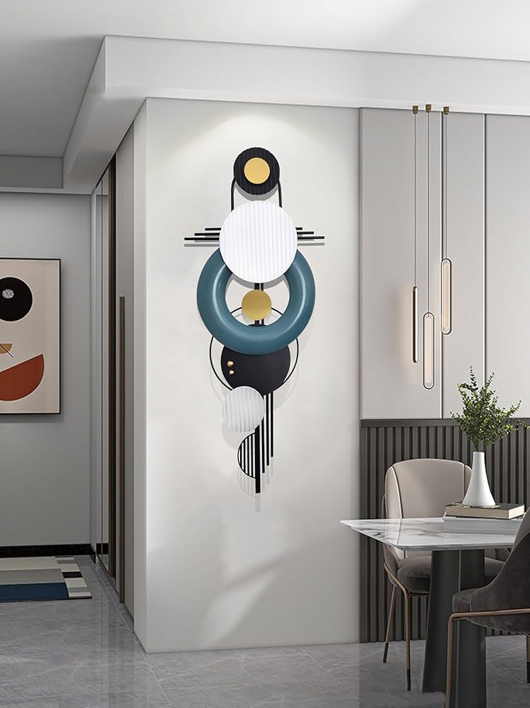 Modern Metal Wall Decor,Geometric Circle Contemporary Home Decor, Large 42x 16 Inches Metal Wall Sculpture,Handmade Wall Hanging Wall Decor for Living Room/Dinning Room/Bedroom/Entryway/Hallways