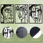 ESTART 3 Pieces Abstract Human Face Metal Wall Decor, Modern Minimalist Single Line Geometric Hanging Wall Art, Black Metal Wall Sculptures for Home Living Room Bedroom Bathroom Kitchen 37×15.7 IN