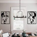 ESTART 2 Pieces Abstract Lover Faces Metal Wall Decor, Modern Minimalist Single Line Geometric Hanging Wall Art, Black Metal Wall Sculptures for Home Living Room Bedroom Bathroom Kitchen 24×15.7 IN