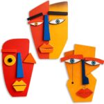 Kercan Funky Wall Decor Eclectic Wall Art- 3 Piece Unique Trendy Home Decoration, Rustic Modern Hanging Wooden Double-layer Scupltures for Home Living Room Bedroom Kitchen Office