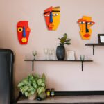 Kercan Funky Wall Decor Eclectic Wall Art- 3 Piece Unique Trendy Home Decoration, Rustic Modern Hanging Wooden Double-layer Scupltures for Home Living Room Bedroom Kitchen Office