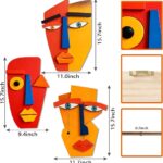 Kercan Funky Wall Decor Eclectic Wall Art- 3 Piece Unique Trendy Home Decoration, Rustic Modern Hanging Wooden Double-layer Scupltures for Home Living Room Bedroom Kitchen Office