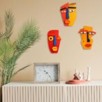 Kercan Funky Wall Decor Eclectic Wall Art- 3 Piece Unique Trendy Home Decoration, Rustic Modern Hanging Wooden Double-layer Scupltures for Home Living Room Bedroom Kitchen Office