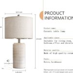 PoKat 23″ Modern Ceramic Table Lamp Set of 2 for Living Room White Desk Lamps for Bedroom Farmhouse Bedside Nightstand Lamp House Warming Gifts New Home Decor End Table Lamps Gifts for Women Mom Beige