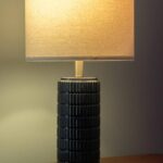 PoKat 23″ Blue Table Lamps, Farmhouse Bedside Lamps for Bedroom Set of 2, Ceramic End Table Lamps for Living Room, Traditional Nightstand Desk Lamps, Medium