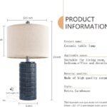PoKat 23″ Blue Table Lamps, Farmhouse Bedside Lamps for Bedroom Set of 2, Ceramic End Table Lamps for Living Room, Traditional Nightstand Desk Lamps, Medium