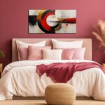 AUUZAIUA Abstract Canvas Wall Art for Living Room Black and Red Geometry Pictures Wall Decor for Bedroom Office Kitchen Canvas Prints 20×40 Inch