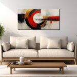 Fuwobriva Large Abstract Canvas Wall Art for Living Room Black White and Red Line Artwork for Office Bedroom Modern Room Abstract Wall Decorations Artwork 20″x40″